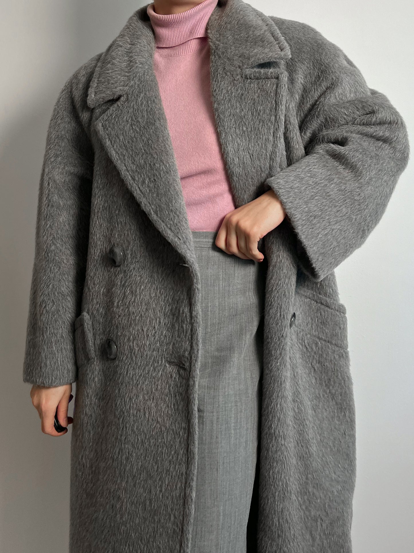 Piacenza lama grey long coat