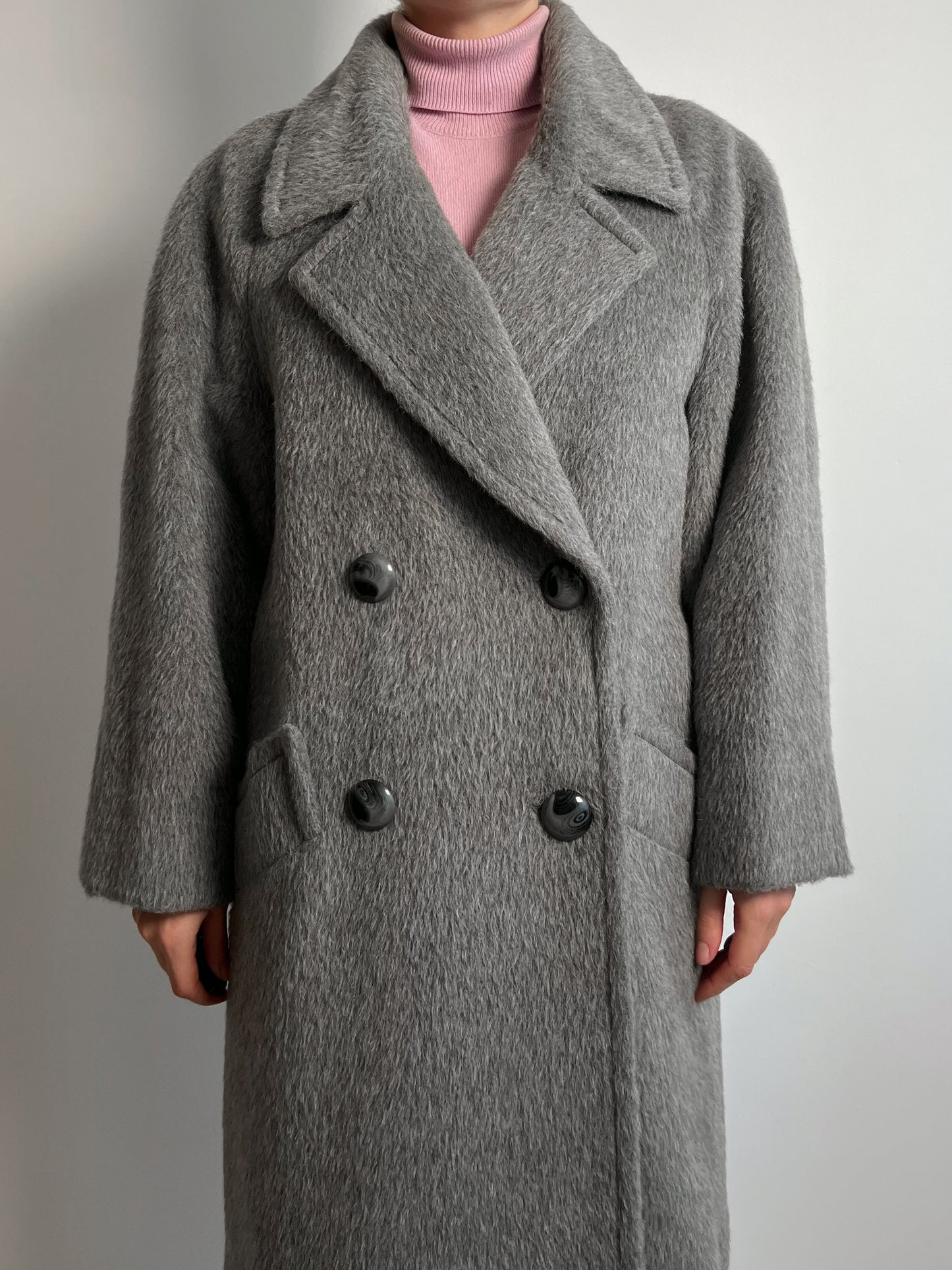 Piacenza lama grey long coat