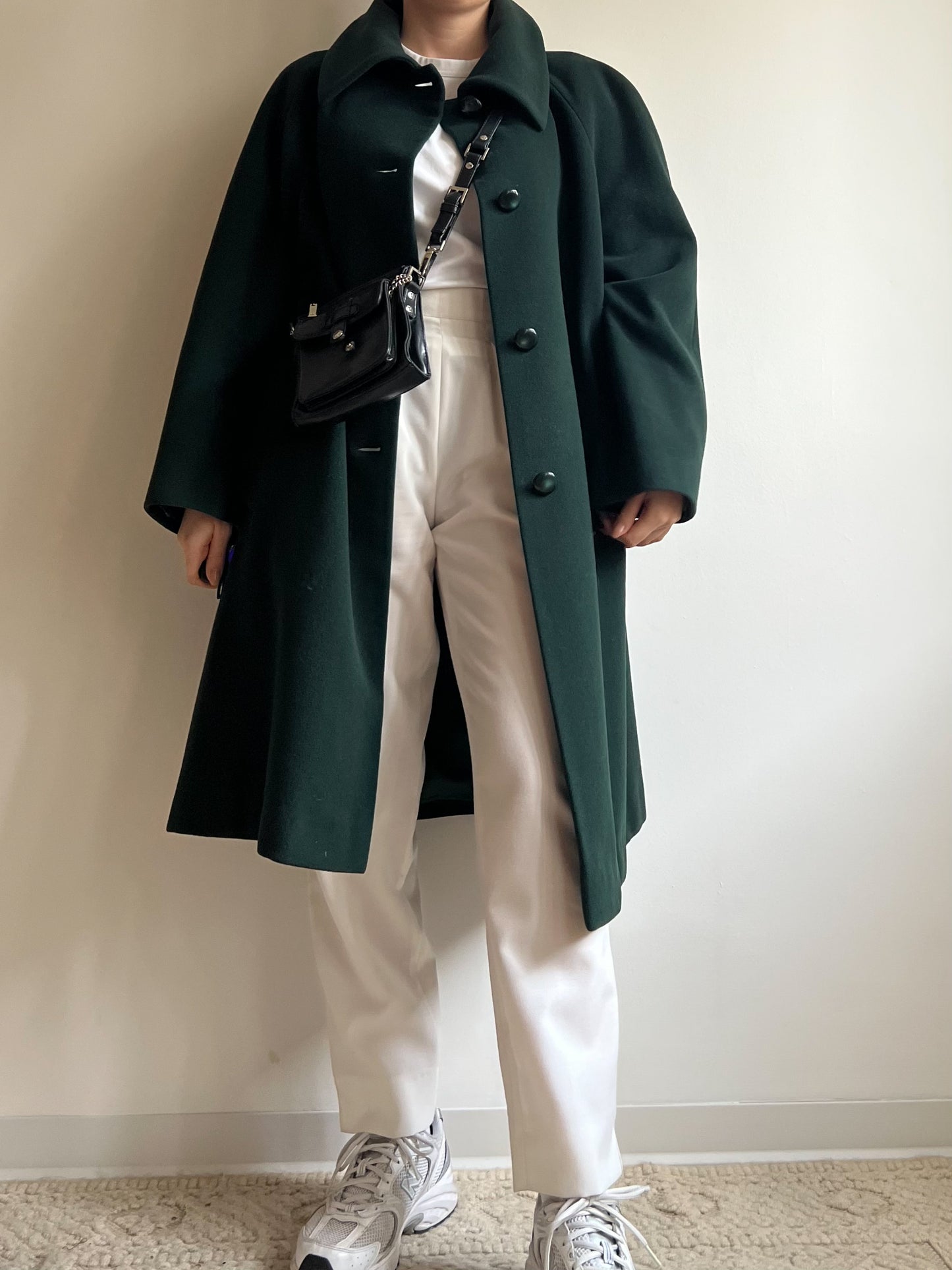 Cappotto verde in lana e cashmere