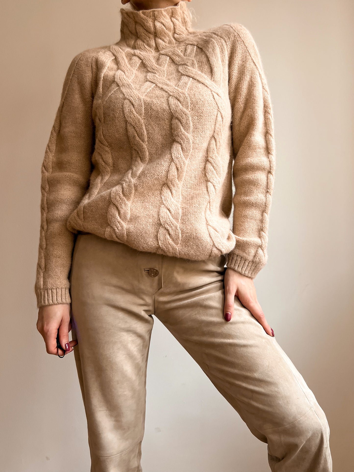 Maglione in 100% alpaca beige