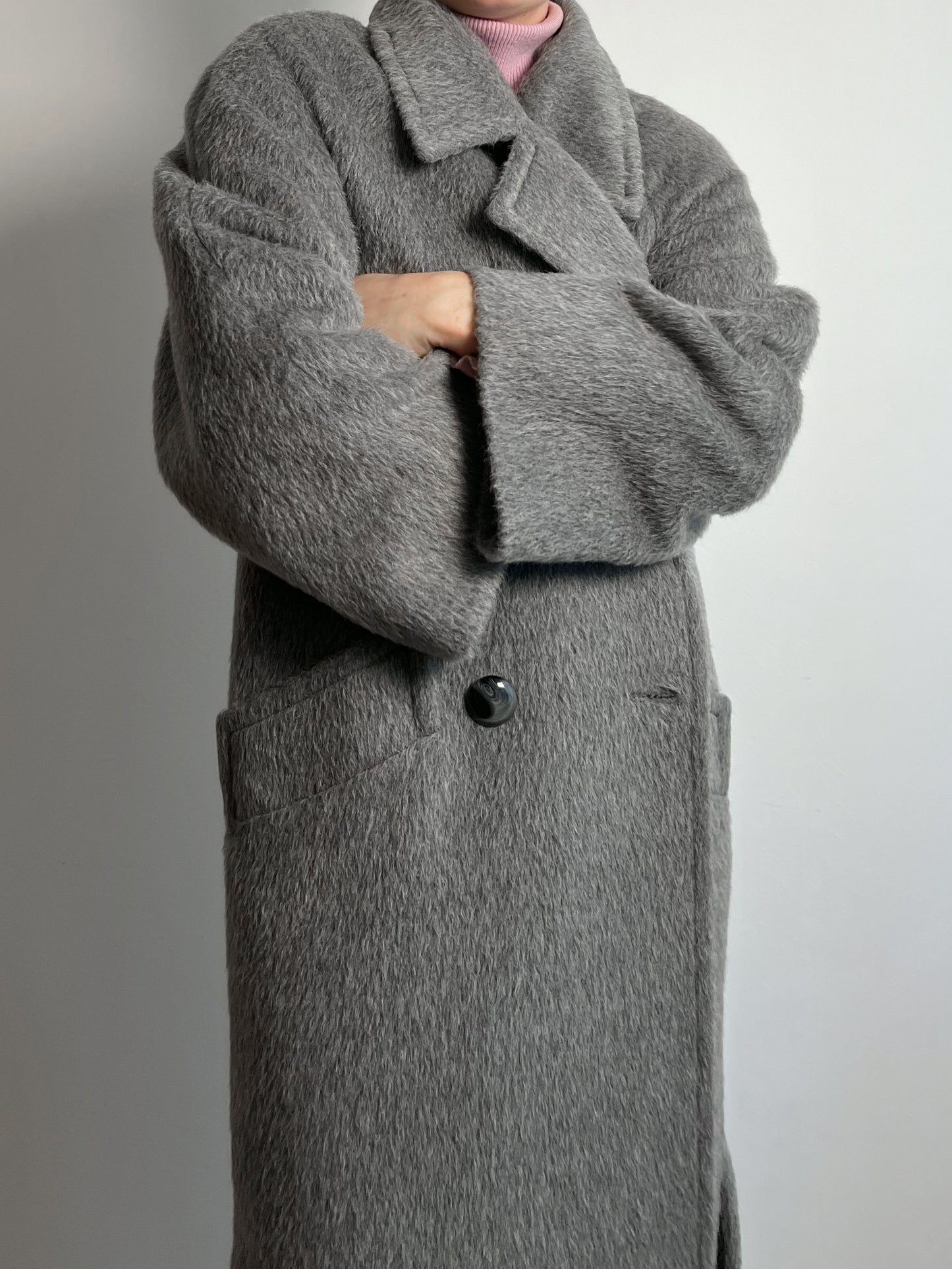 Piacenza lama grey long coat