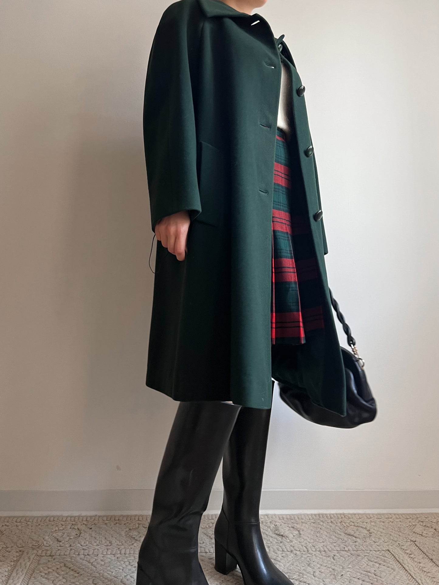 Cappotto verde in lana e cashmere