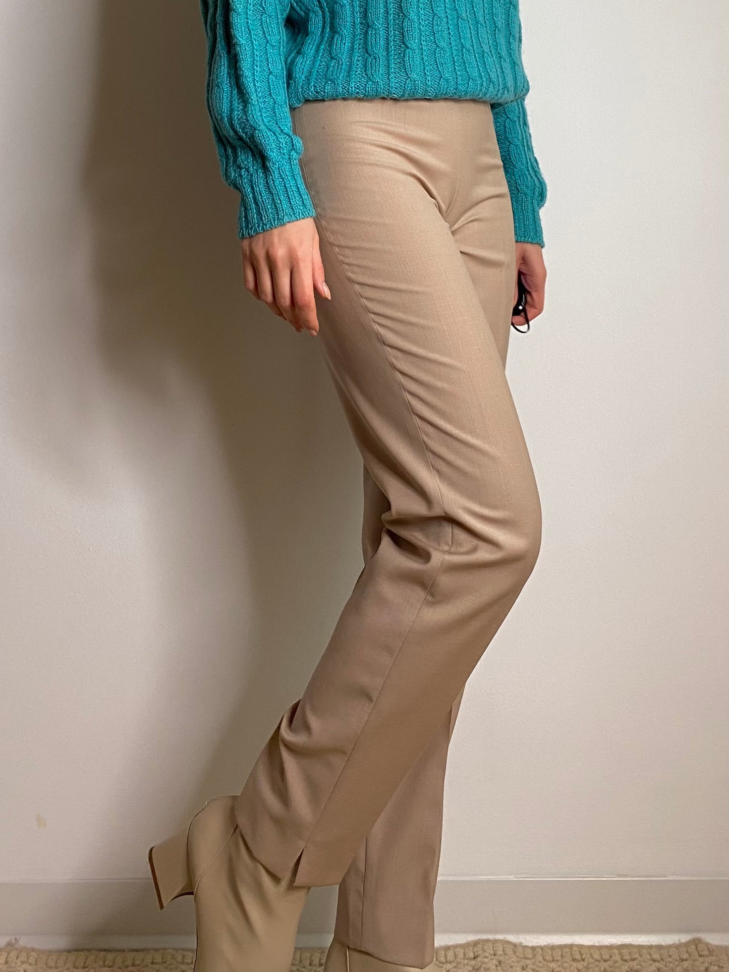 Pantaloni in lana beige