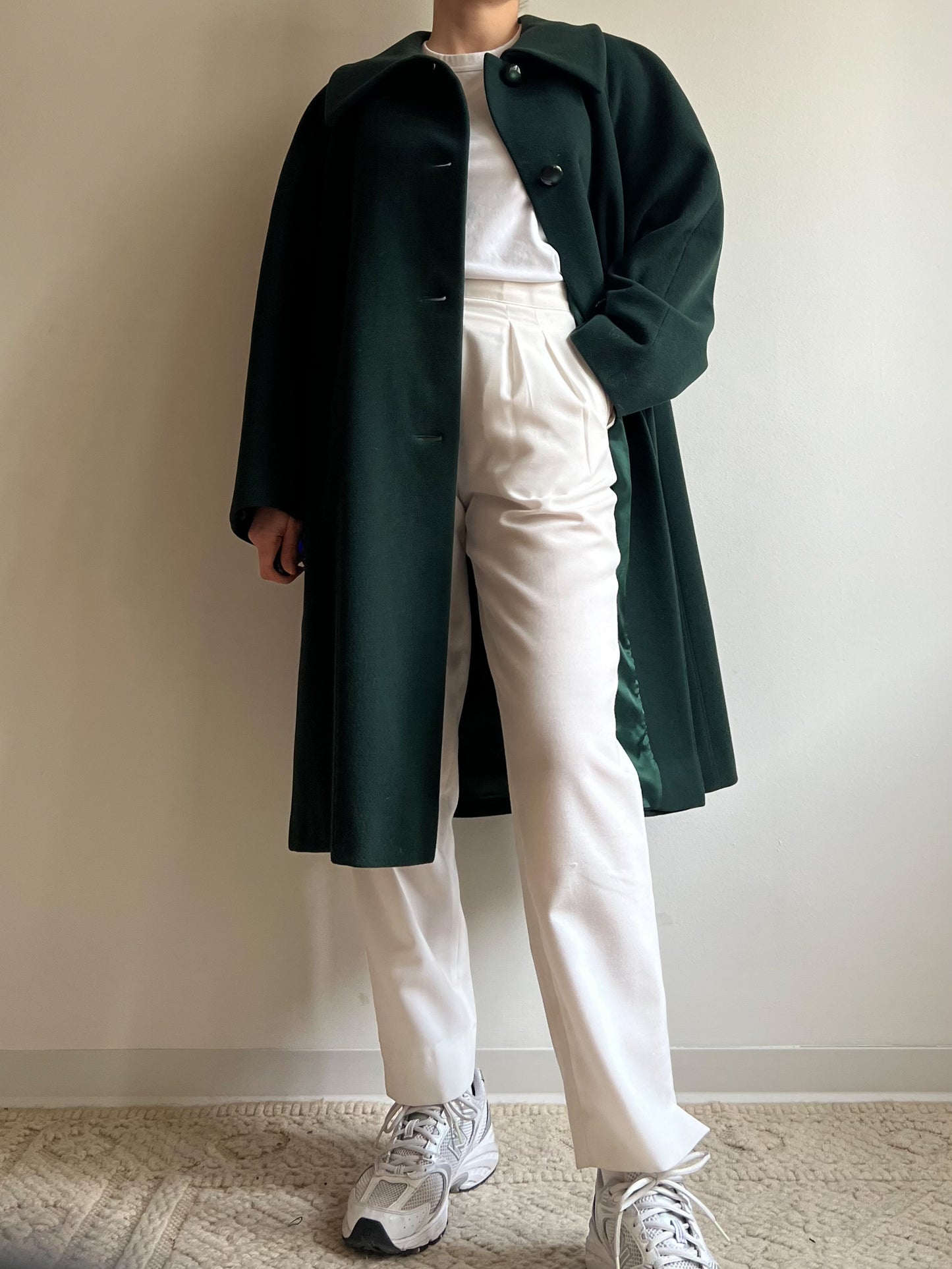 Cappotto verde in lana e cashmere