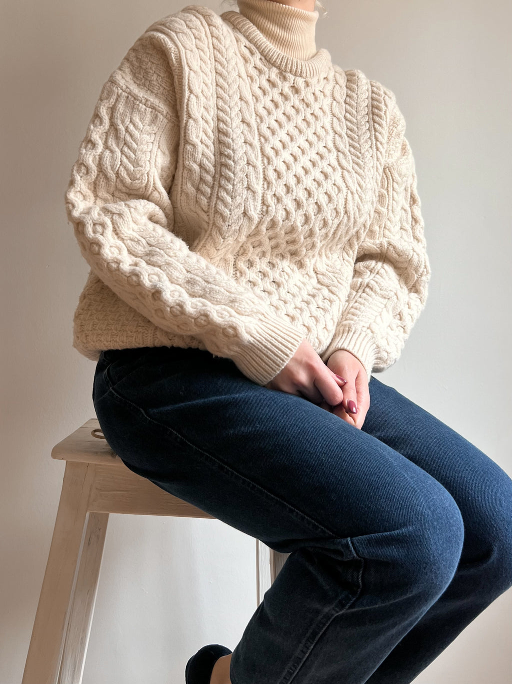 Maglione panna in 100% lana merino