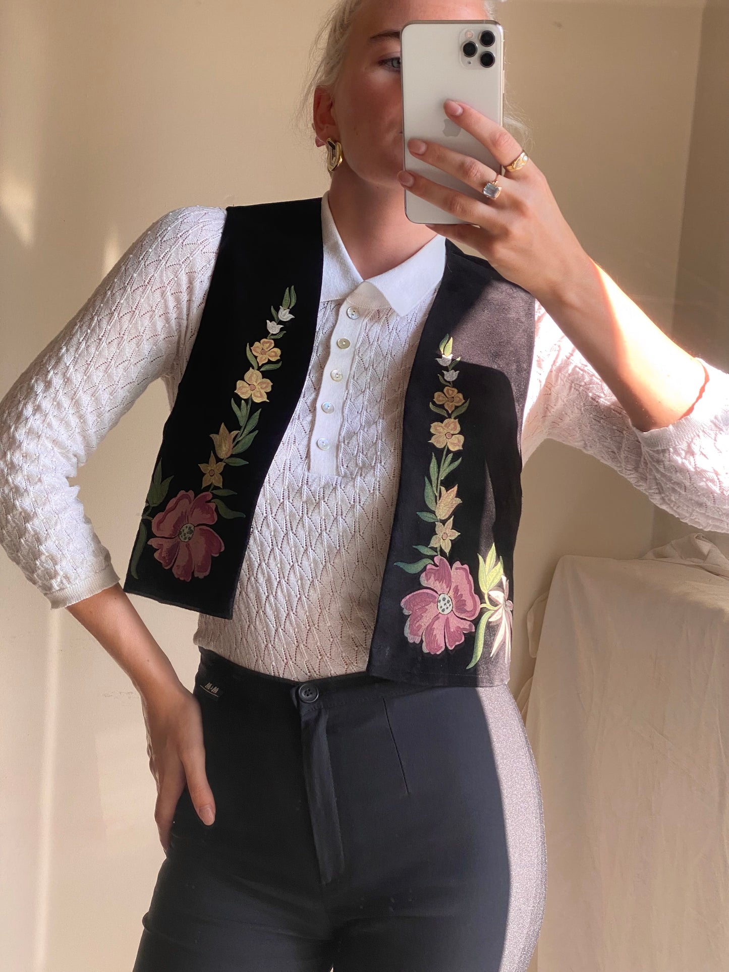 Gilet in pelle stampata