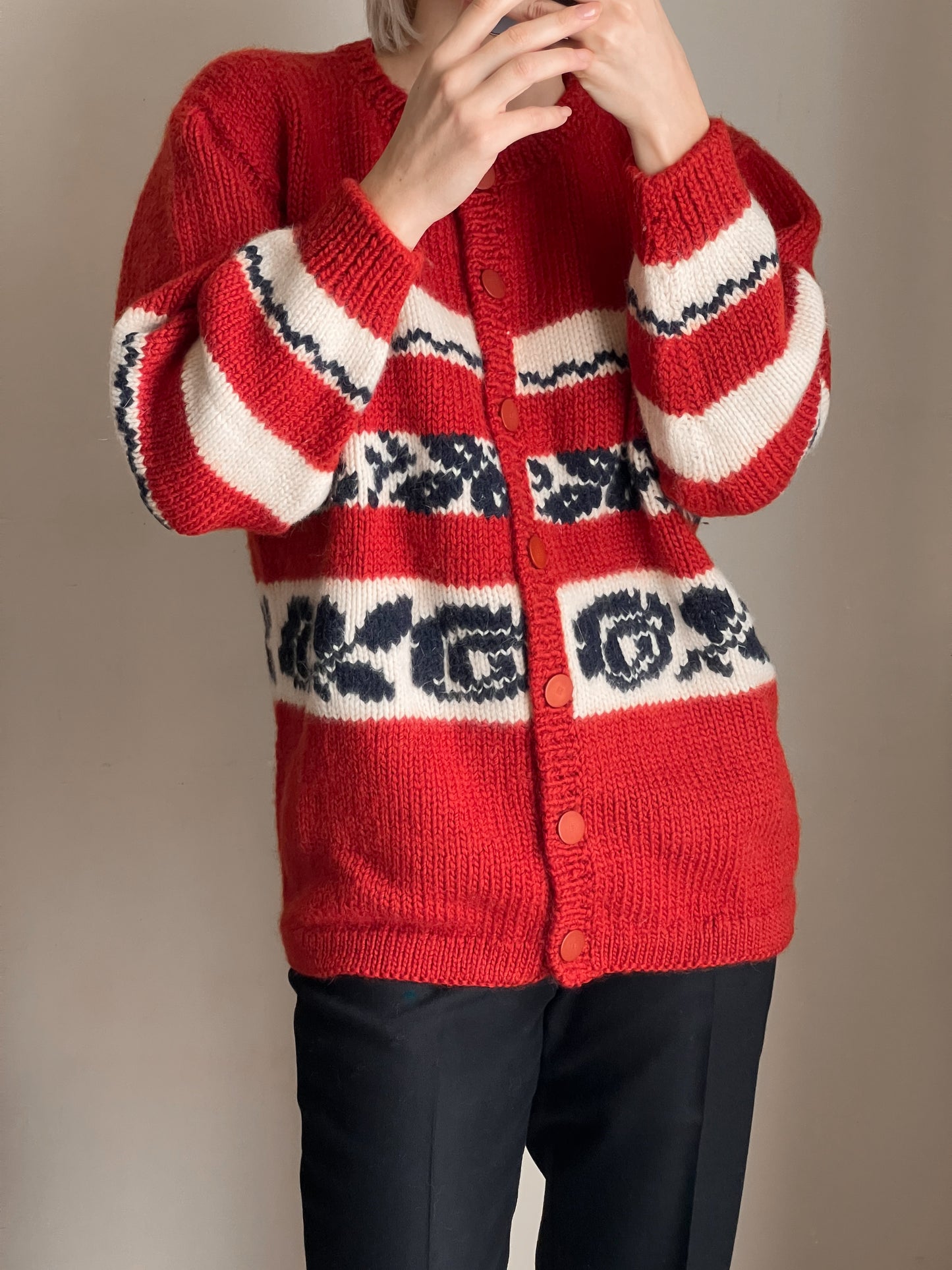 Cardigan in pura lana rosso