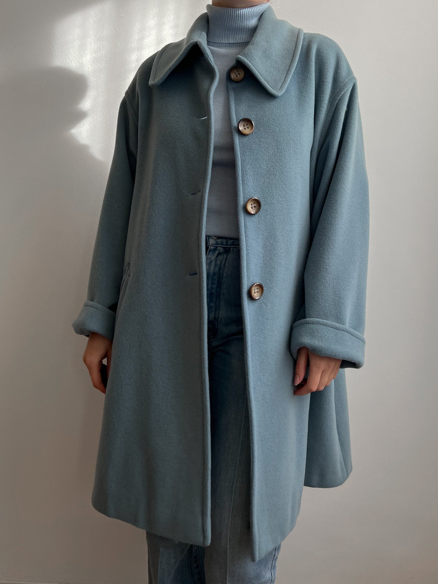 Vintage Luisa Spagnoli pure wool powder blue coat