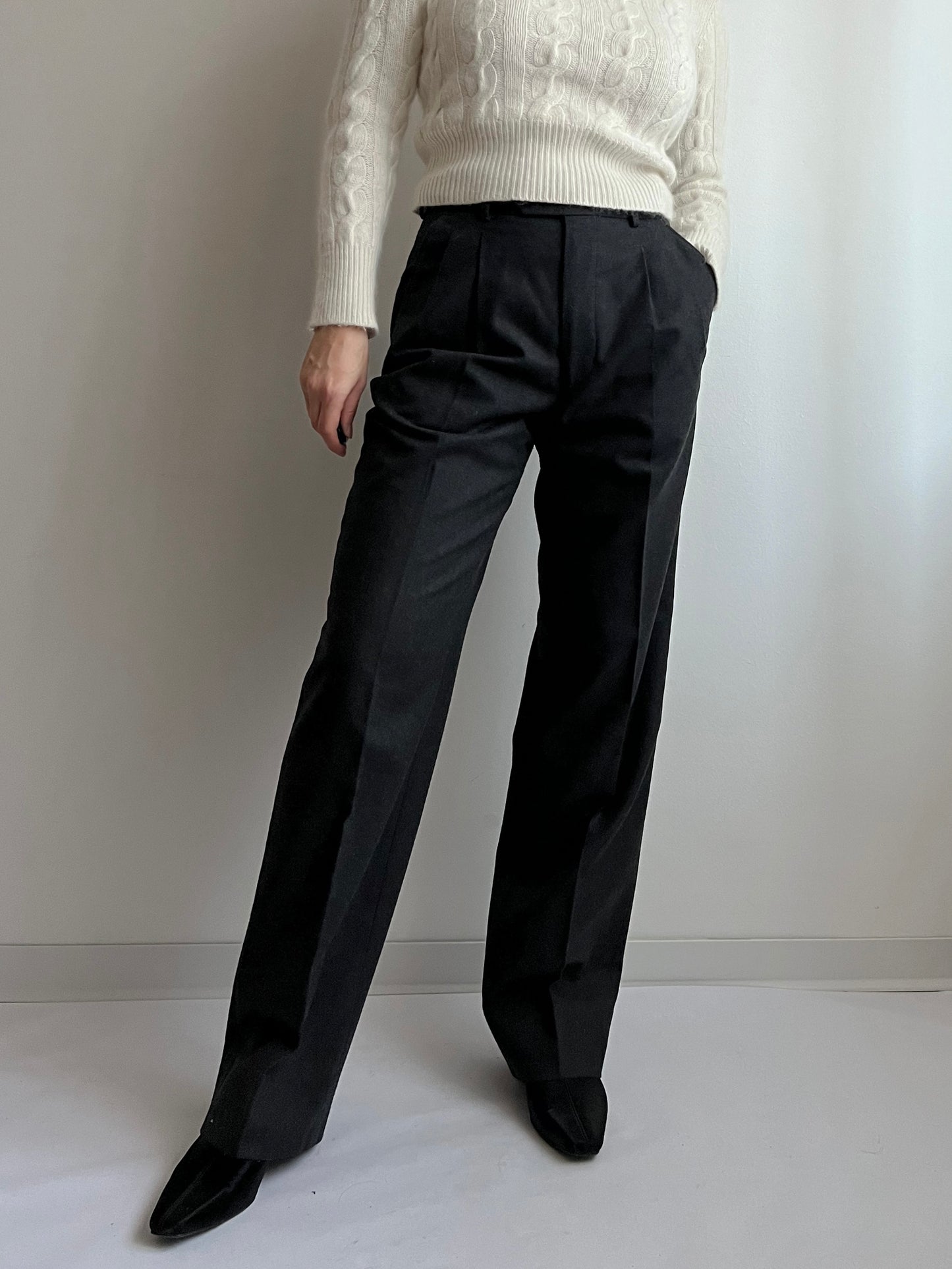 Pure wool tailored pleated pants