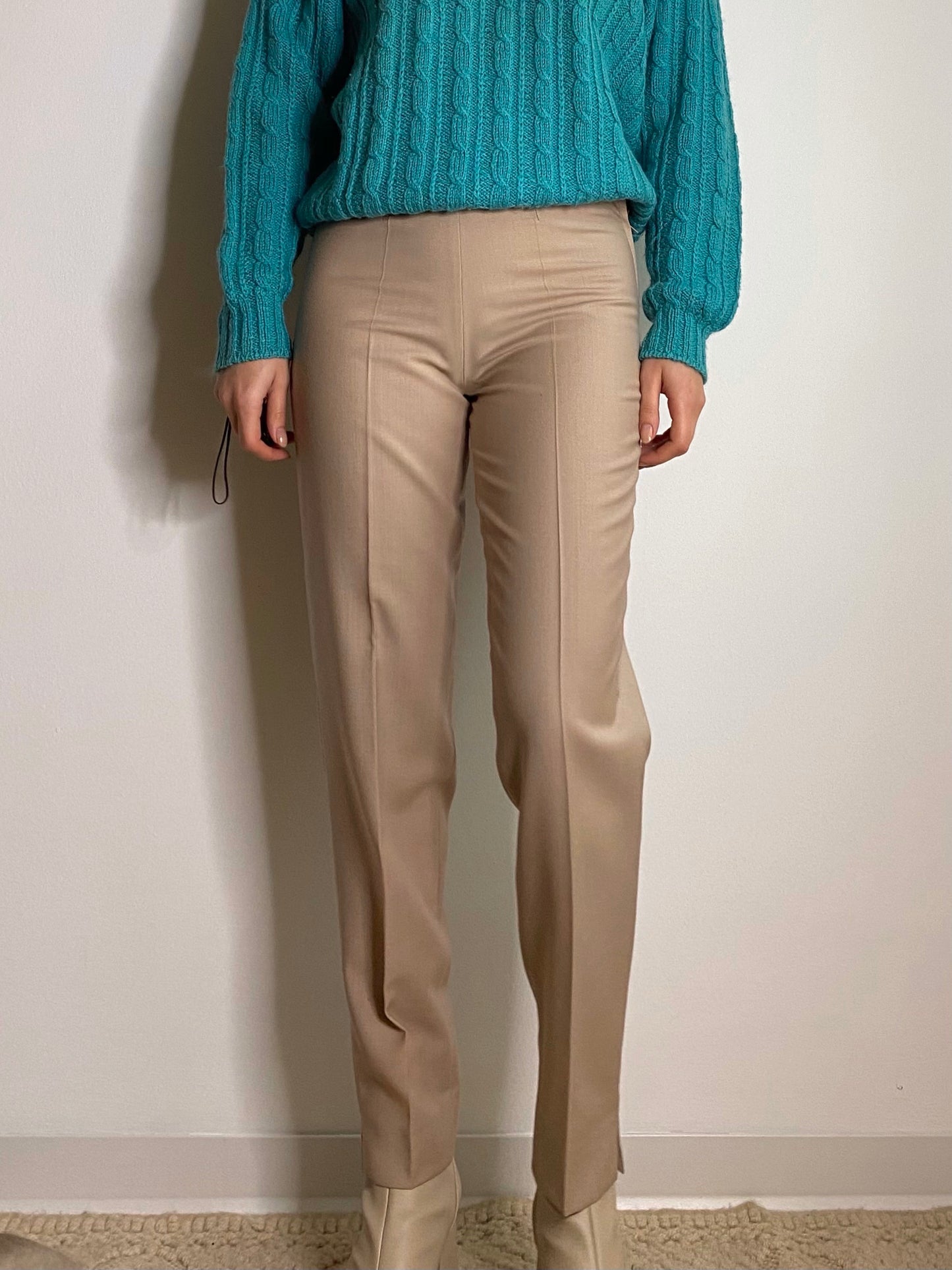 Pantaloni in lana beige