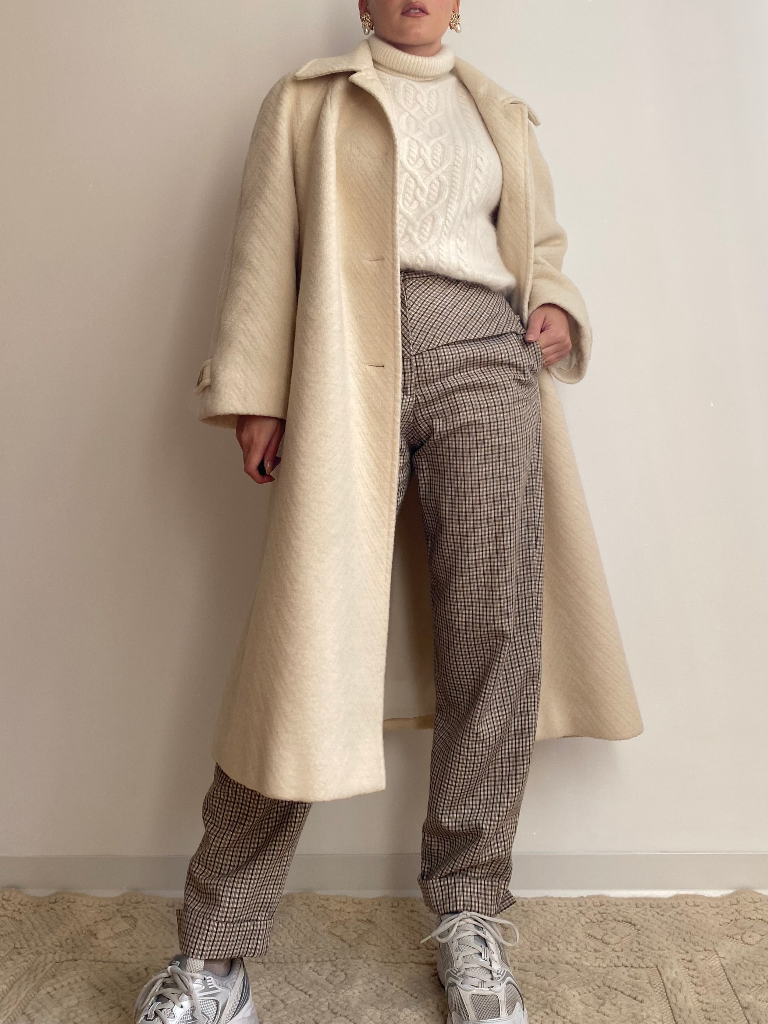 Cappotto in pura lana panna