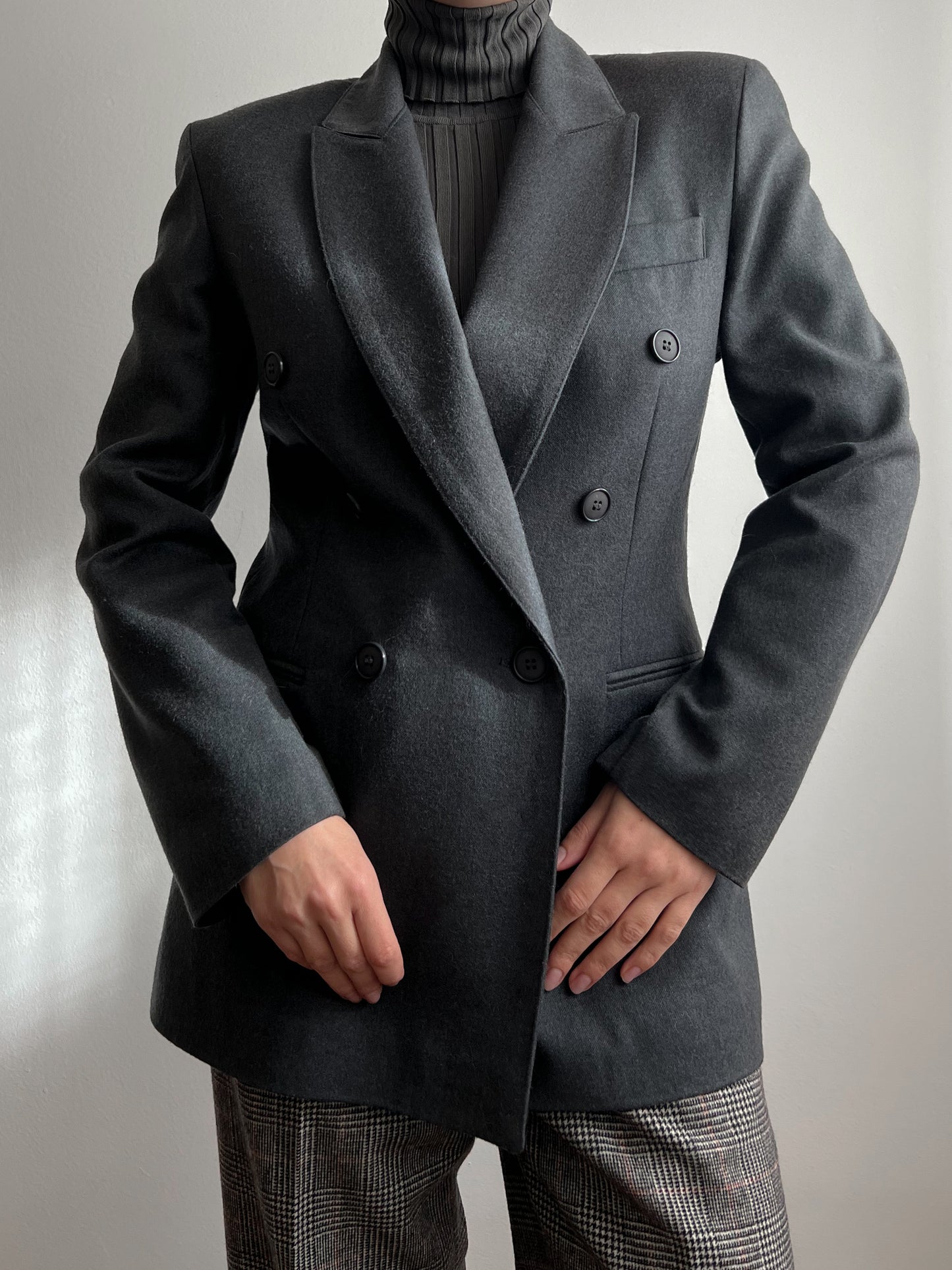 Vintage pure virgin wool grey blazer