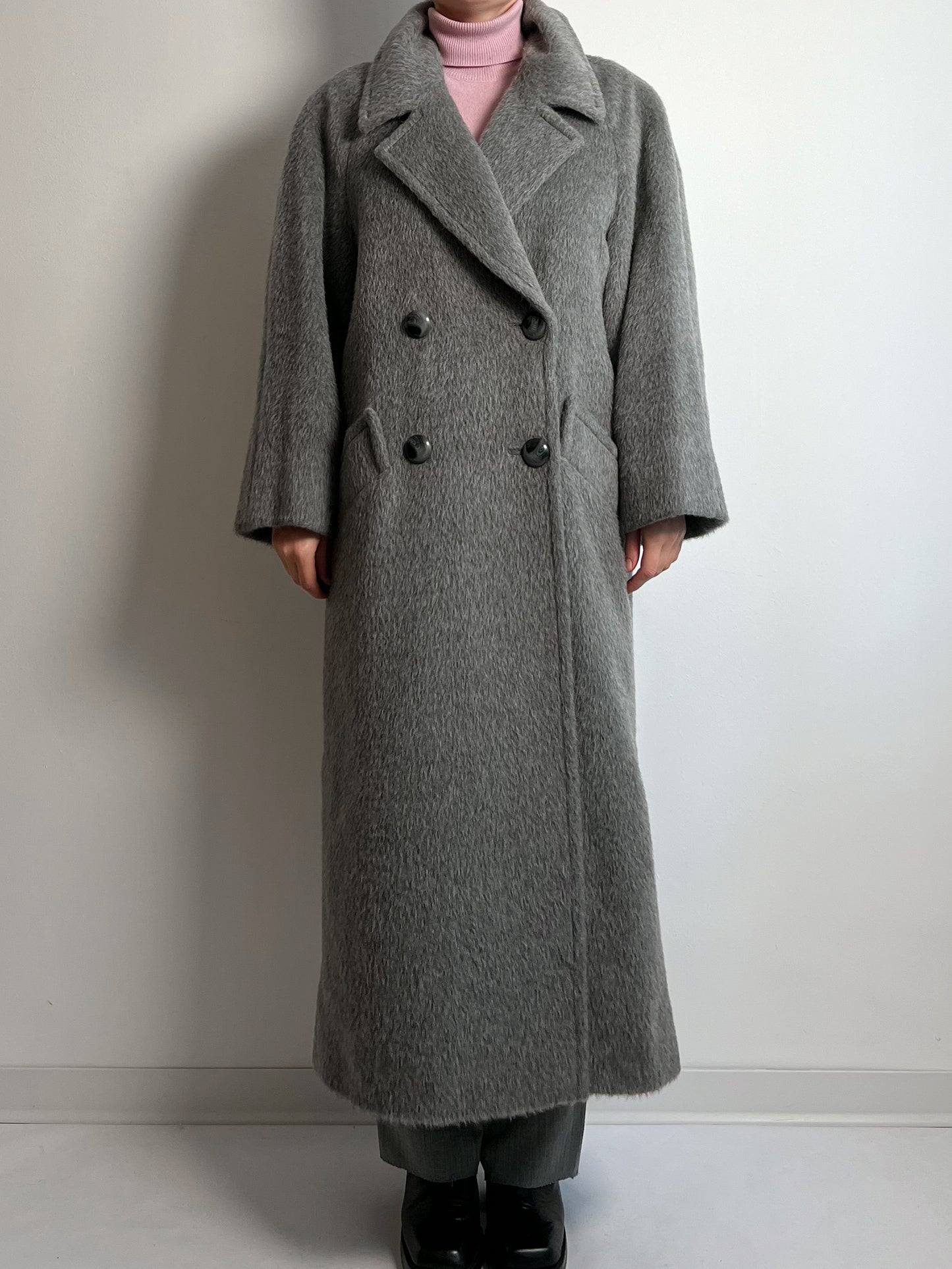 Piacenza lama grey long coat