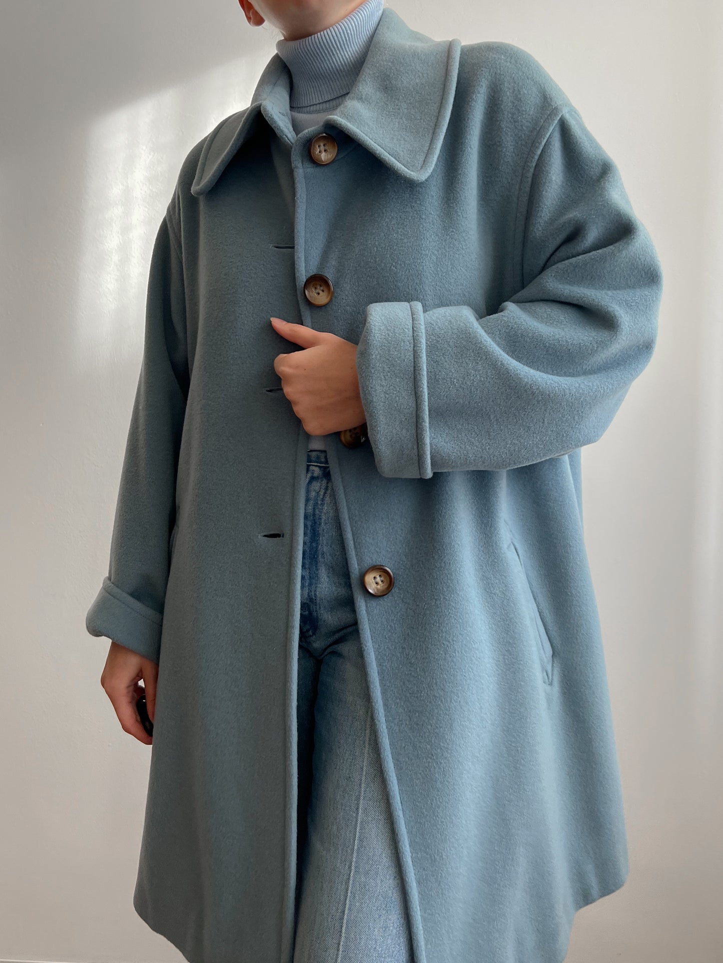 Vintage Luisa Spagnoli pure wool powder blue coat