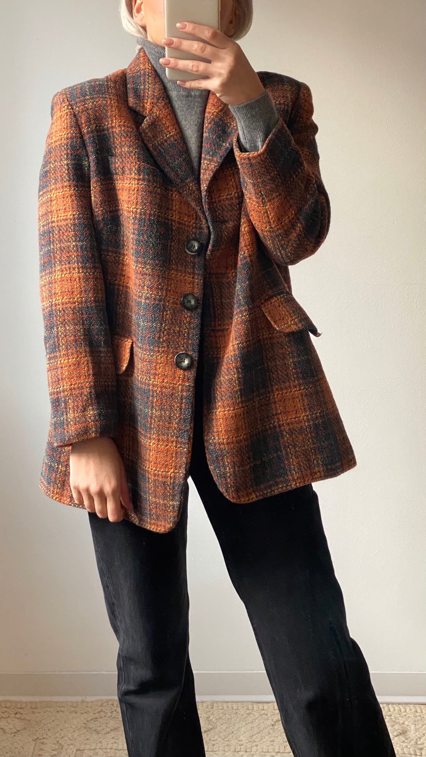 Tartan blazer in lana