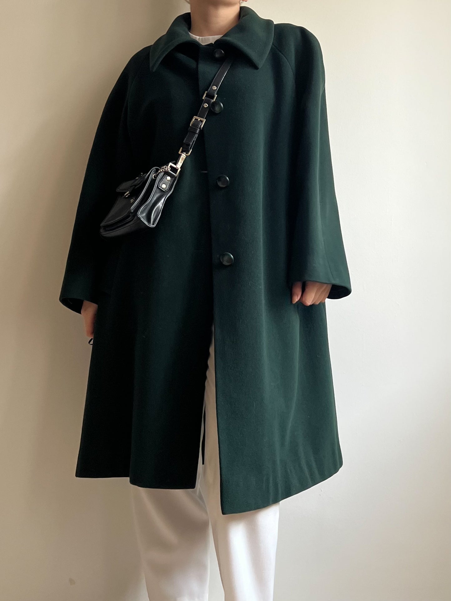 Cappotto verde in lana e cashmere