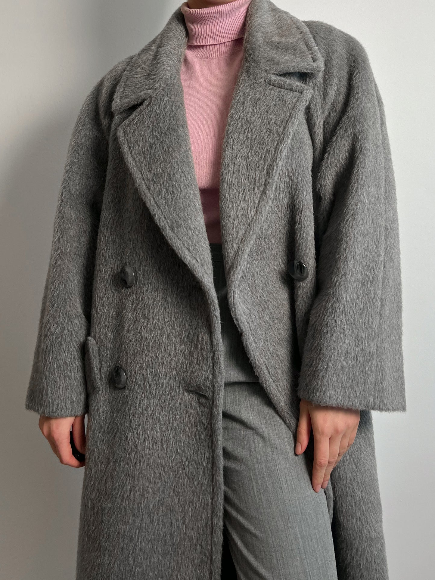 Piacenza lama grey long coat