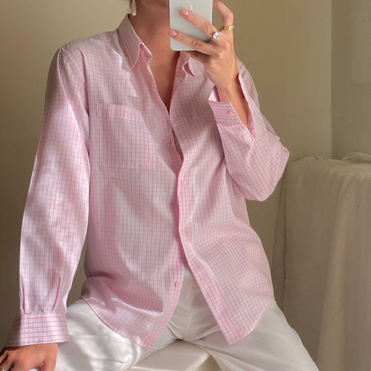 Camicia vichy rosa e bianca