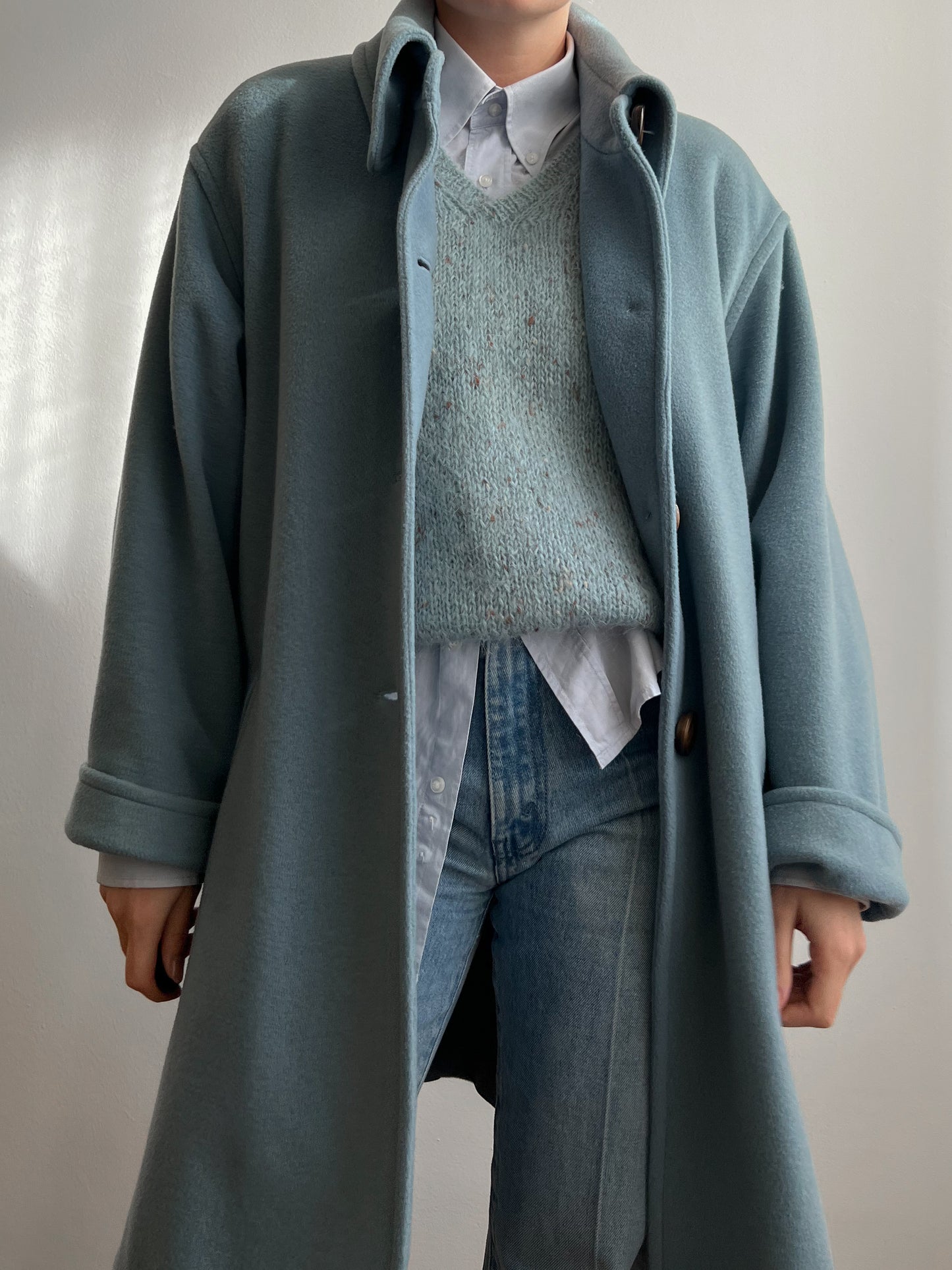 Vintage Luisa Spagnoli pure wool powder blue coat