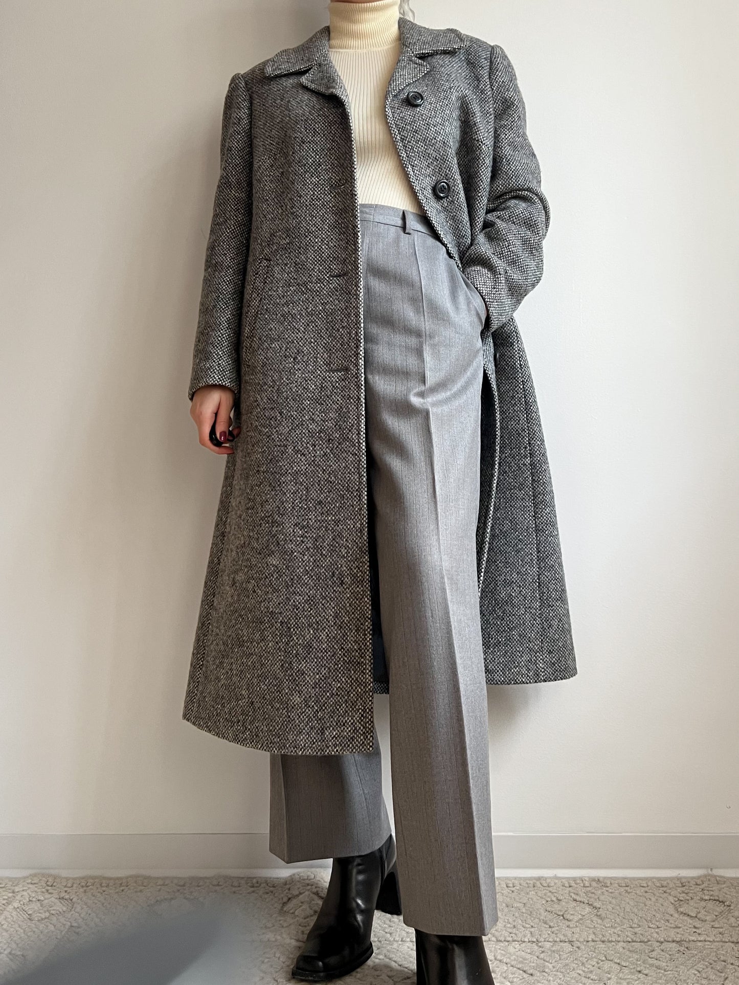 Cappotto in tweed grigio