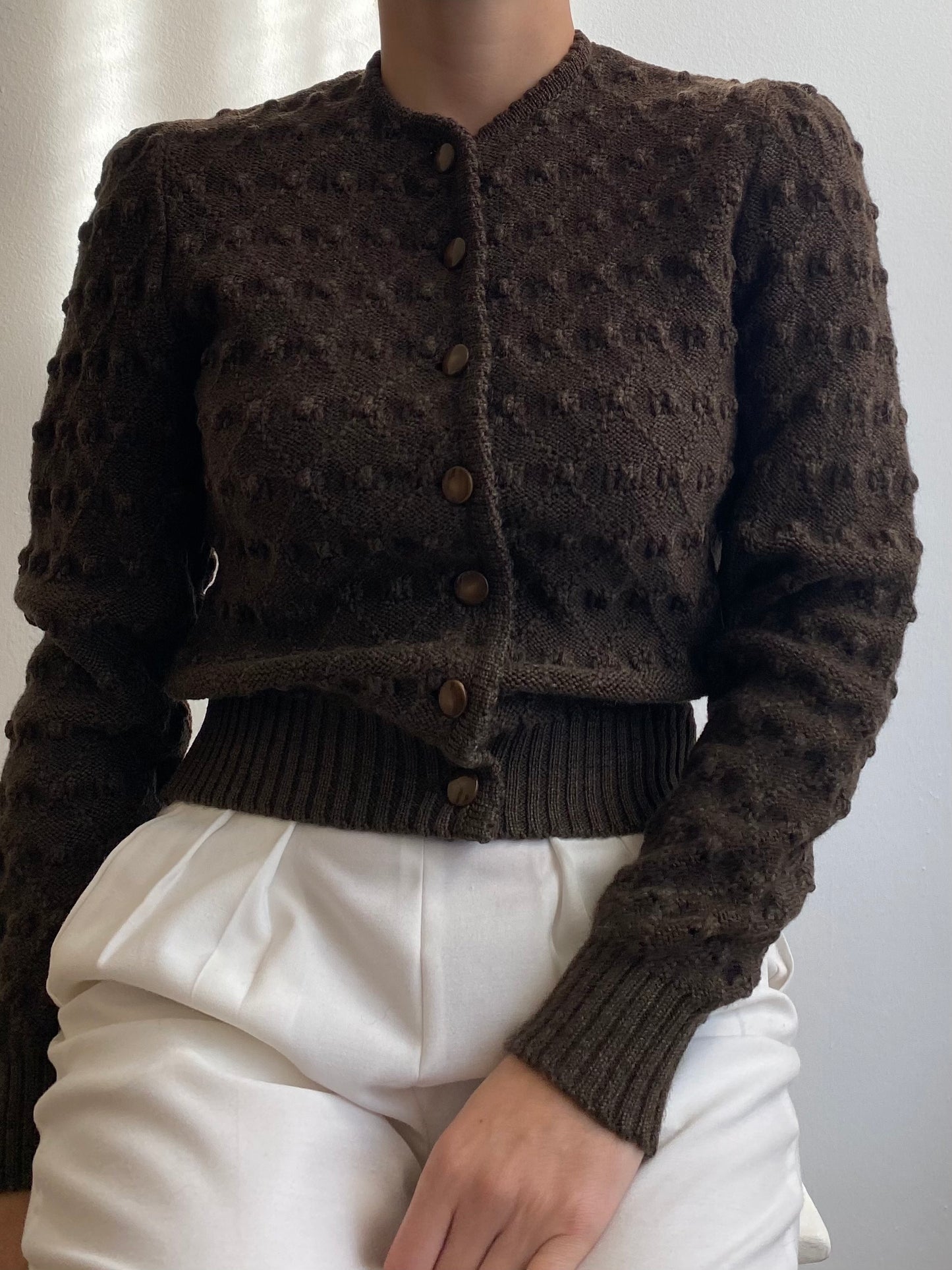 Cardigan in lana marrone