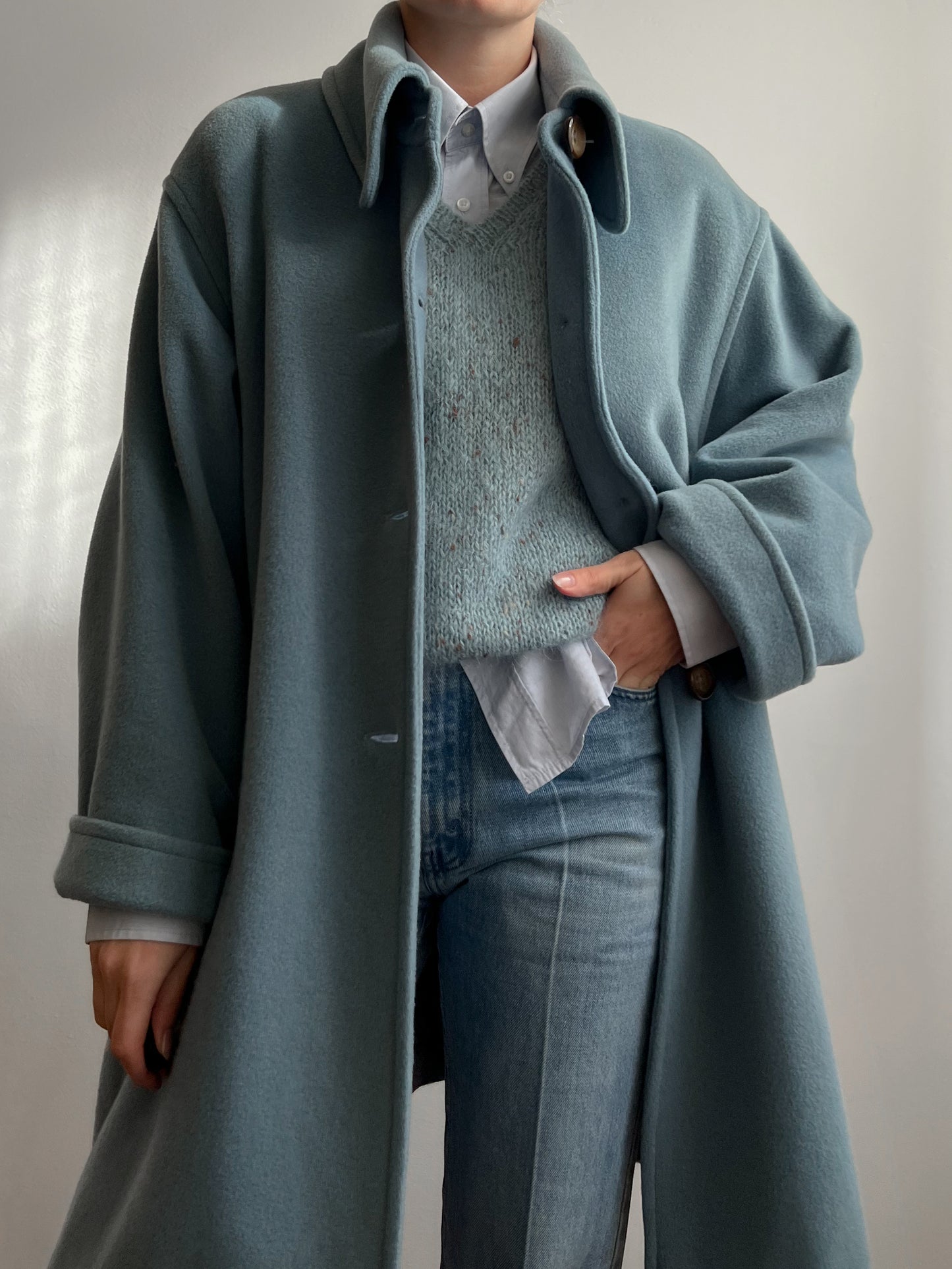 Vintage Luisa Spagnoli pure wool powder blue coat