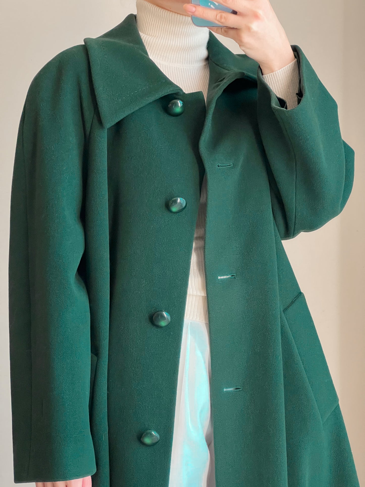 Cappotto verde in lana e cashmere