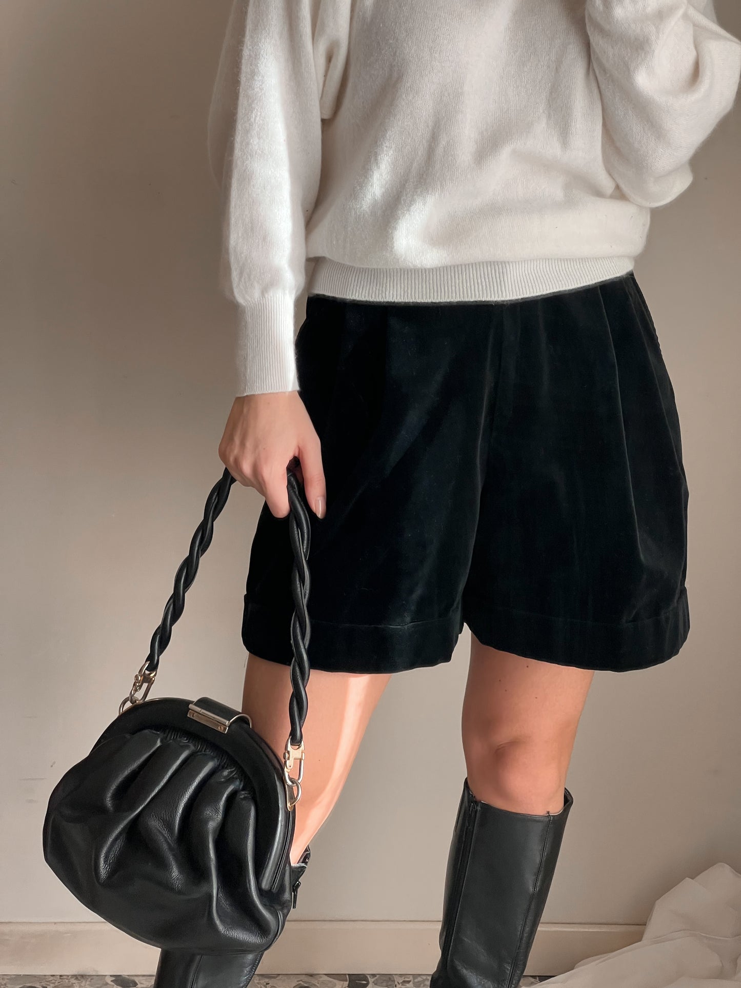 Shorts in velluto nero