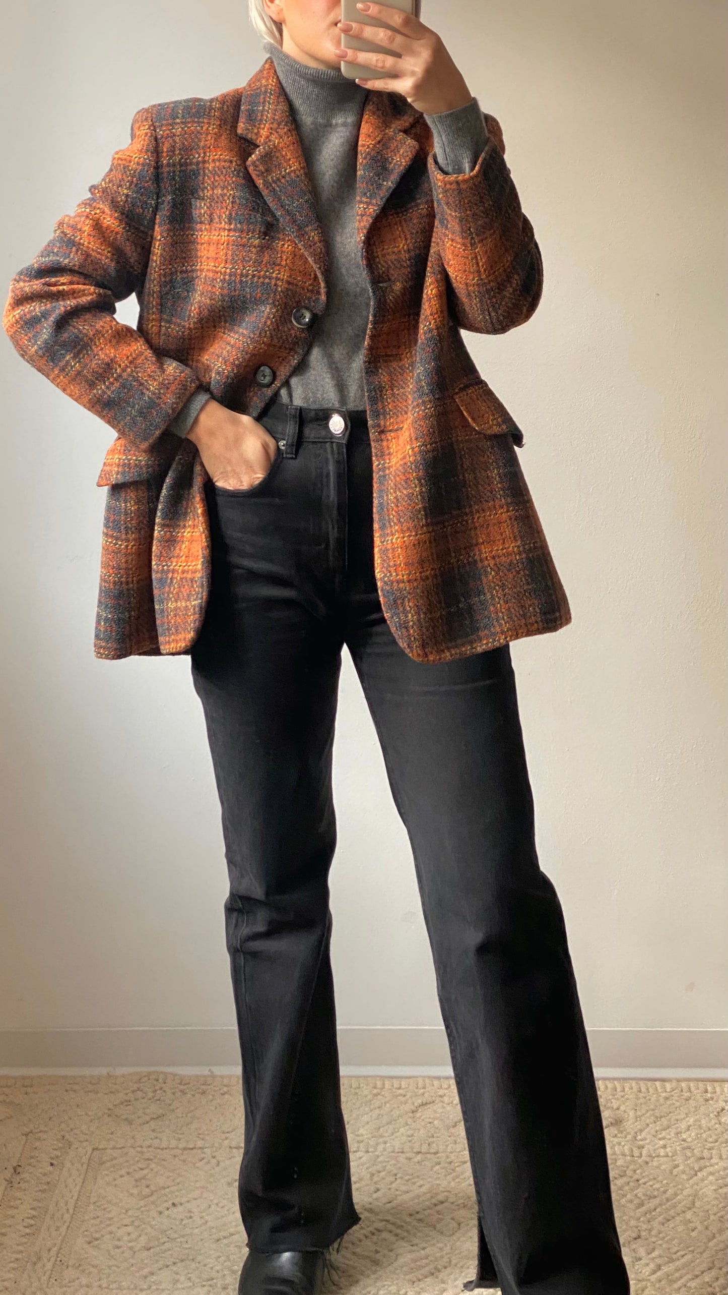 Tartan blazer in lana