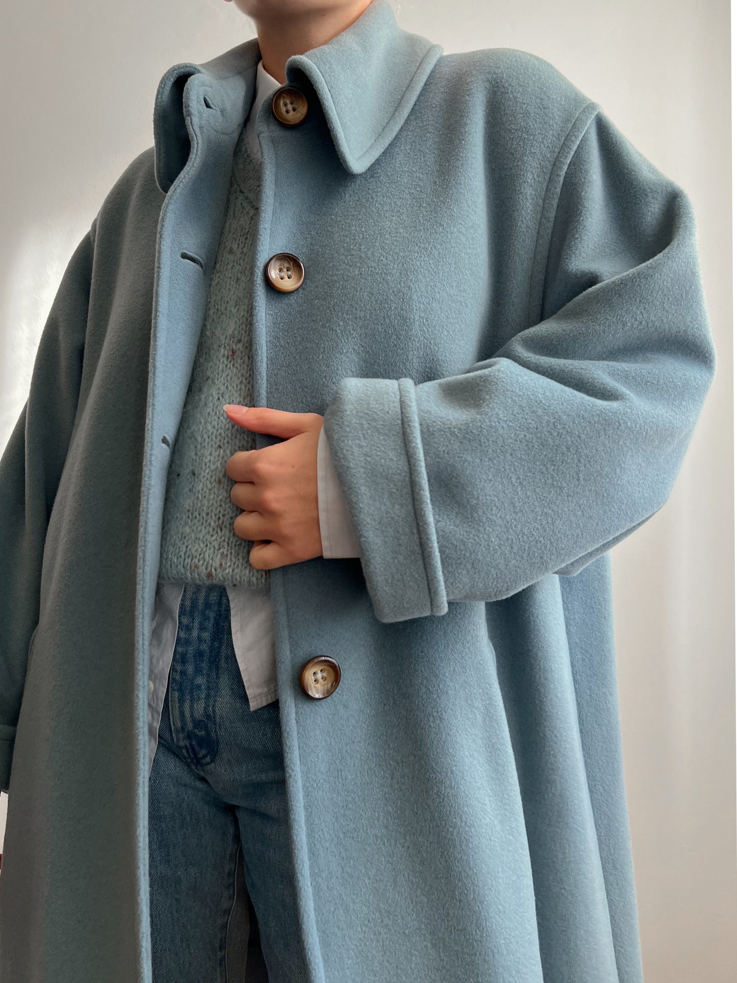 Vintage Luisa Spagnoli pure wool powder blue coat