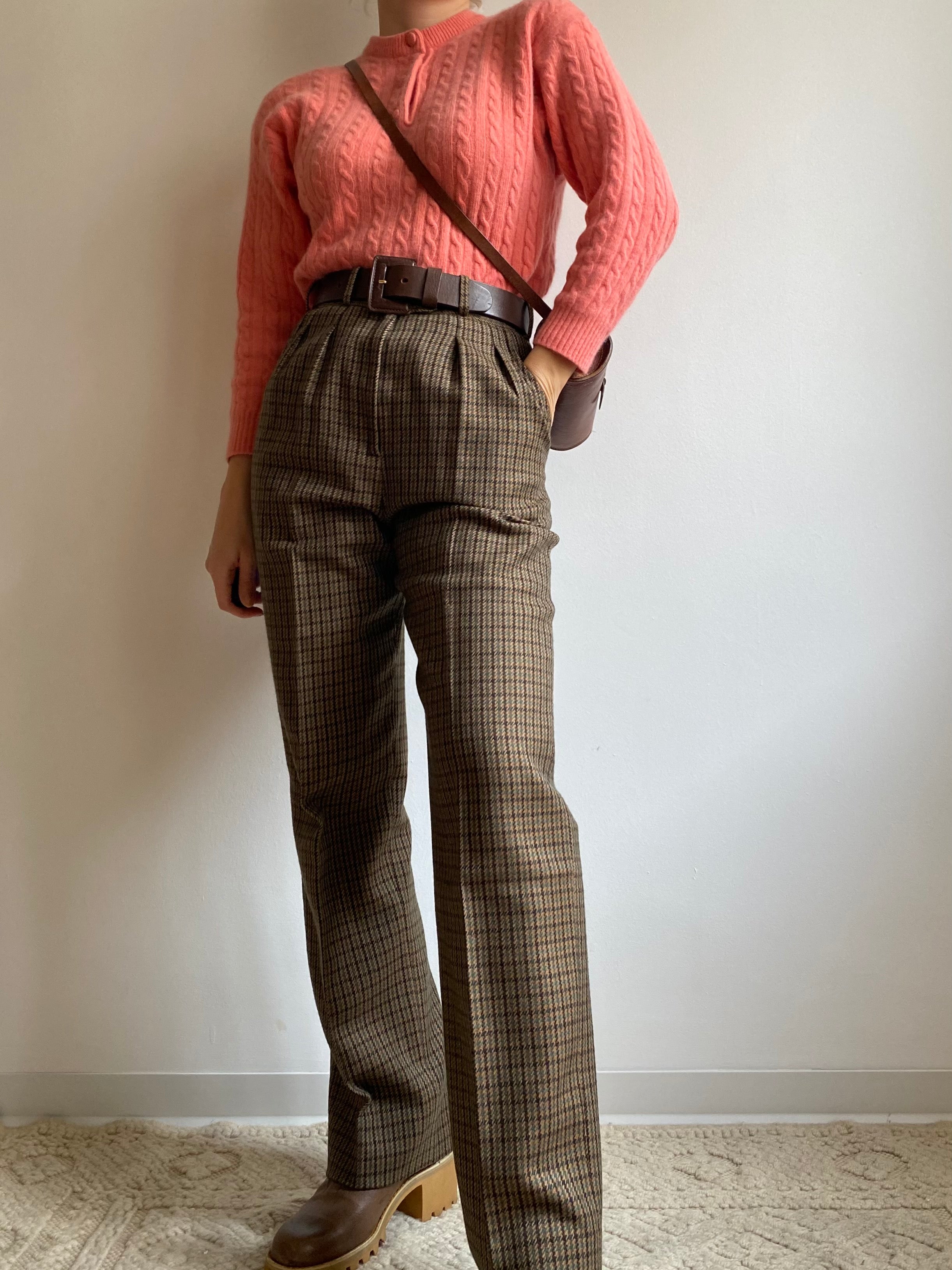 Pantaloni a quadretti in lana