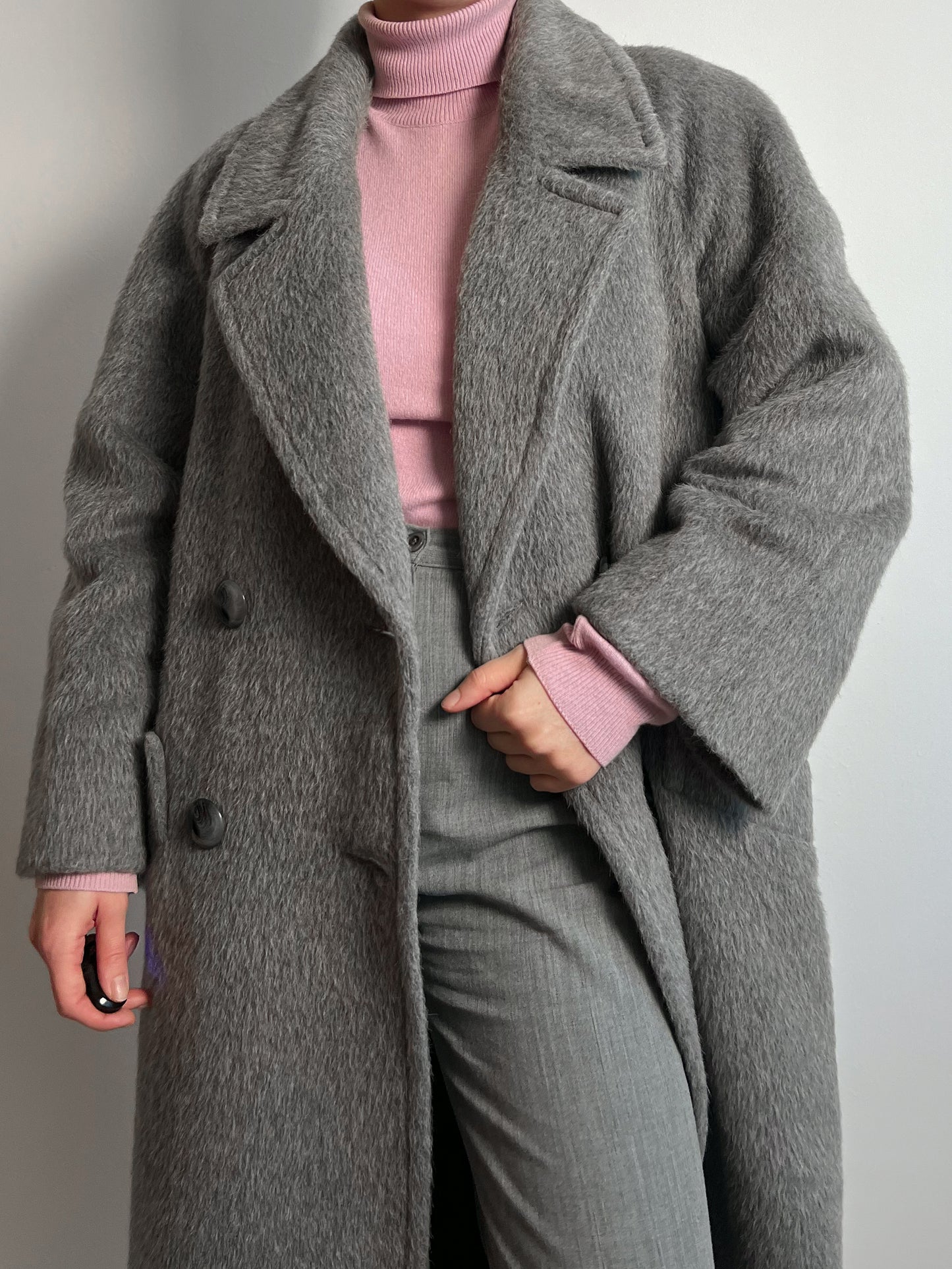 Piacenza lama grey long coat